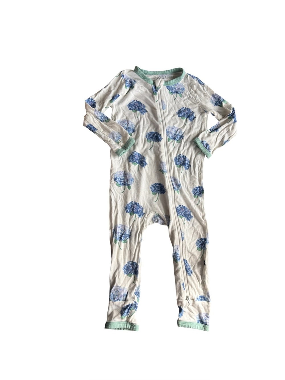 Kyte BABY Cream One-Piece with Blue Hydrangea Print